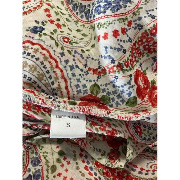 Womens Wallpaper Her Boho Paisley Floral Print V Neck Crochet Trim Kaftan Top S - Picture 5 of 8